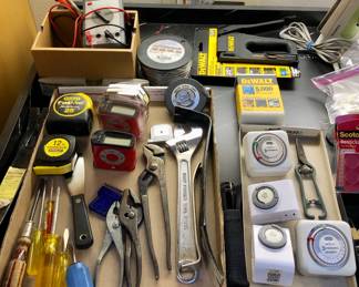 A few hand tools, Craftsman multimeter, staple gun, timers