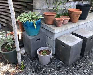 More plants & planters, garden pedestals