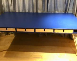 Dordoni blue worktop table with 4 drawers (73"L, 36"D, 28.5"H) Purchased in 2001