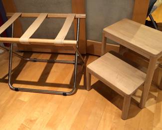 Crate & Barrel luggage rack, Skagerak Noboru step ladder