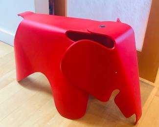 Red Vitra Eames elephant (stool) - polypropylene, 30” long