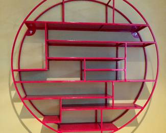 Land of Nod red metal wall shelf (29" diameter, 5.5" deep)