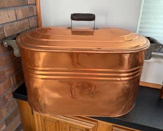 Vintage Copper Boiler Wash Tub w/ Lid