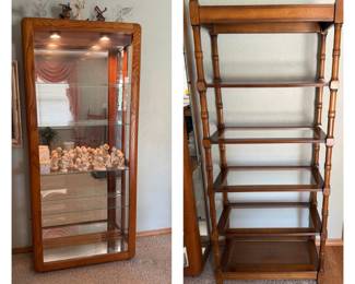Lighted Glass Shelf Curio Cabinet; Glass Shelf Open Display Cabinet