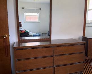 MCM Style Low Boy Dresser with Mirror