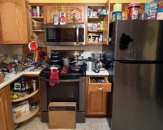 Kitchenware **Stove, Refrigerator and Microwave NOT for Sale**