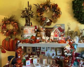 Hallmark Christmas ornaments still in their boxes, etc.