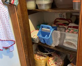 unopened paper plates, storage containers, etc.