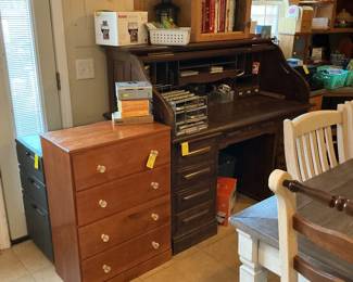 Small 4 drawer chest and small file/storage cabinet, rolltop desk, etc.