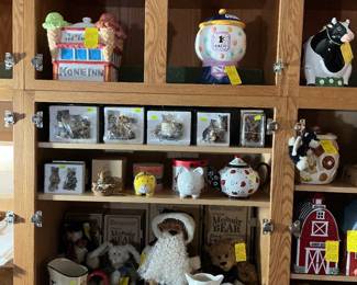 Cookie jars, Boyds bear collectibles, cat related items, etc.