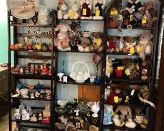 S & P's, vegetable people figurines, Boyds bears, Fenton, cups & saucers, etc.