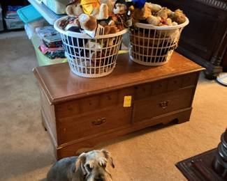 Bentley's waiting to see you at the sale! Stuffed animals, Lane cedar chest, etc.