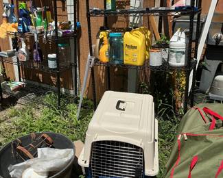 pet crate, outdoor items, etc.