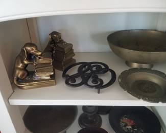 Jenning Bros. gold metal daschund dog bookends