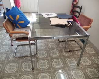 Glass & chrome dining table