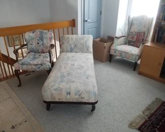 Chaise; arm chair; wingback chair