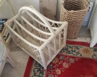 White rattan magazine rack