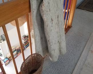 Area rug; vintage baskets