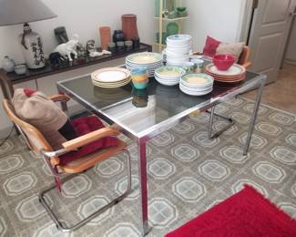 Glass & chrome dining table