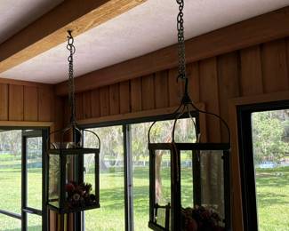Large Rustic Iron Hanging Lanterns