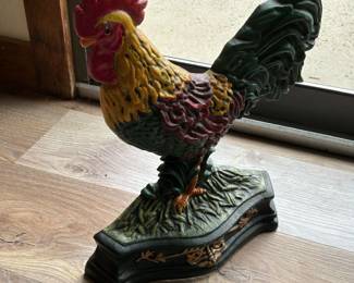 Cast iron rooster door stop