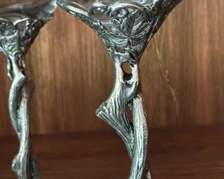 Detail of pewter stemware