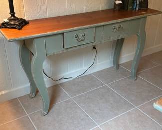 Painted sage color distressed table