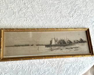 Antique Signed Etching