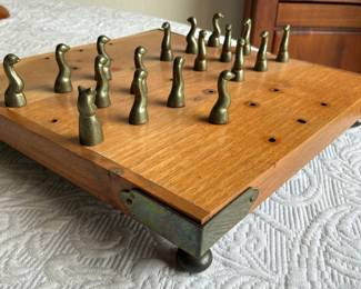 Brass vintage Fox and Geese Game