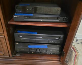 Stereo receiver, equalizer, double cassette player, VCR player, Turn Table