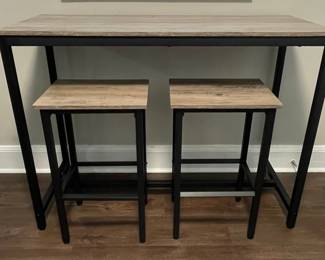 Industrial 3-Piece Pub Table Set with Backless Stools