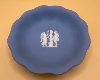 Wedgwood Jasperware Pale Blue Scalloped Compotier with Muses and Apollo