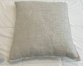Gray Linen Blend Textured Pillow with Stitched Edge