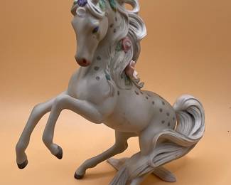 Princeton Gallery "Love's Majesty" Rearing Horse Figurine with Floral Accents