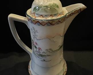 Vintage Hand Painted Japanese Chocolate Pot with Lid