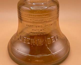 Vintage Liberty Bell Glass Candy Container / Coin Bank