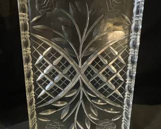 Vintage Cut Crystal Rectangular Relish Tray with Floral Etching
