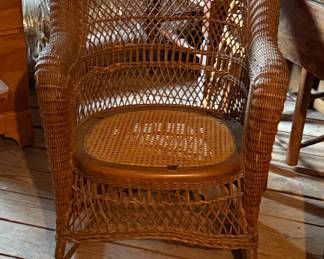 Vintage Wicker and Cane Rocking Chair