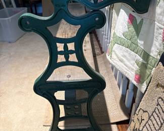 Vintage Cast Iron Spindle Back Garden Bench