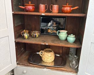 Antique Punched Tin Pie Safe with Two Drawers