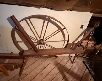 Antique Wooden Spinning Wheel