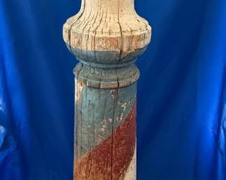 Vintage Turned Wooden Barber Pole Trade Sign