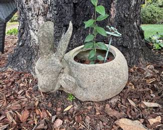 Cast Stone Rabbit Planter