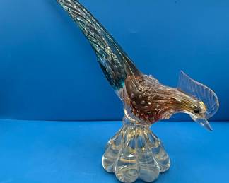 Vintage Murano Glass Pheasant Figurine with Bullicante Technique