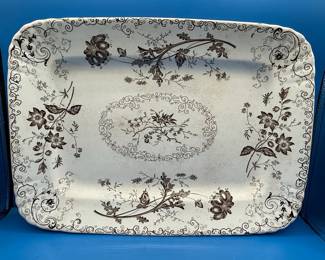 Antique Powell Bishop & Stonier Chelsea Brown Transferware Platter