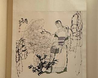 Japanese Bijin-ga Hanging Scroll (Kakejiku)