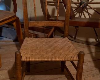 Antique Child's Ladderback Chair with Splint Seat
