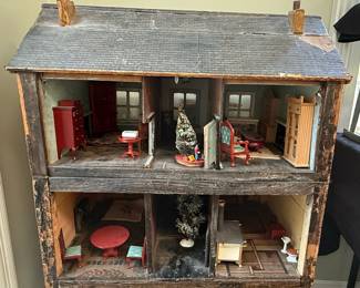 Vintage Wooden Two-Story Dollhouse