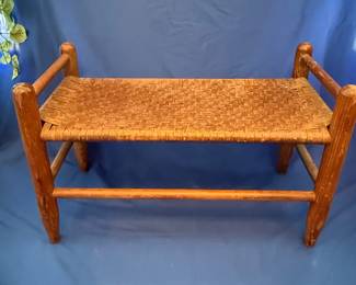 Vintage Primitive Woven Seat Stool