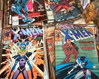 Collection of Late 1980s Marvel Comic Books featuring X-Men, Avengers, Punisher, and Spider-Man